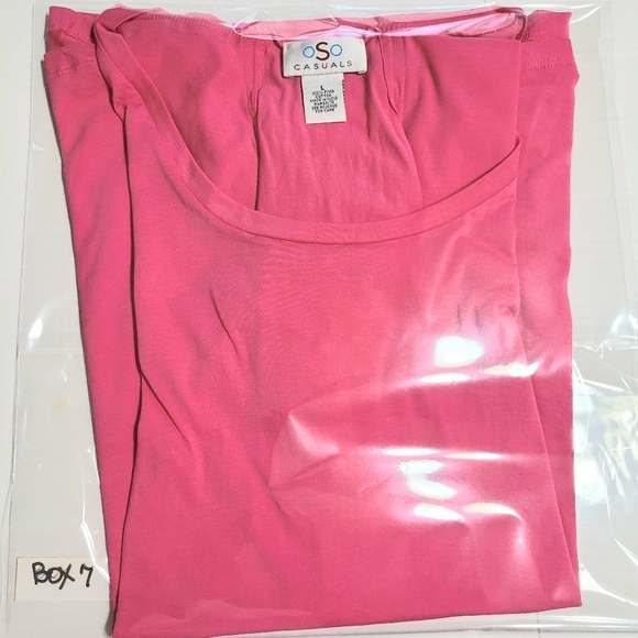 OSO Casual Knit Cotton Short Sleeve Lace-up Back Trapeze Top, Size Large - Picture 5 of 5